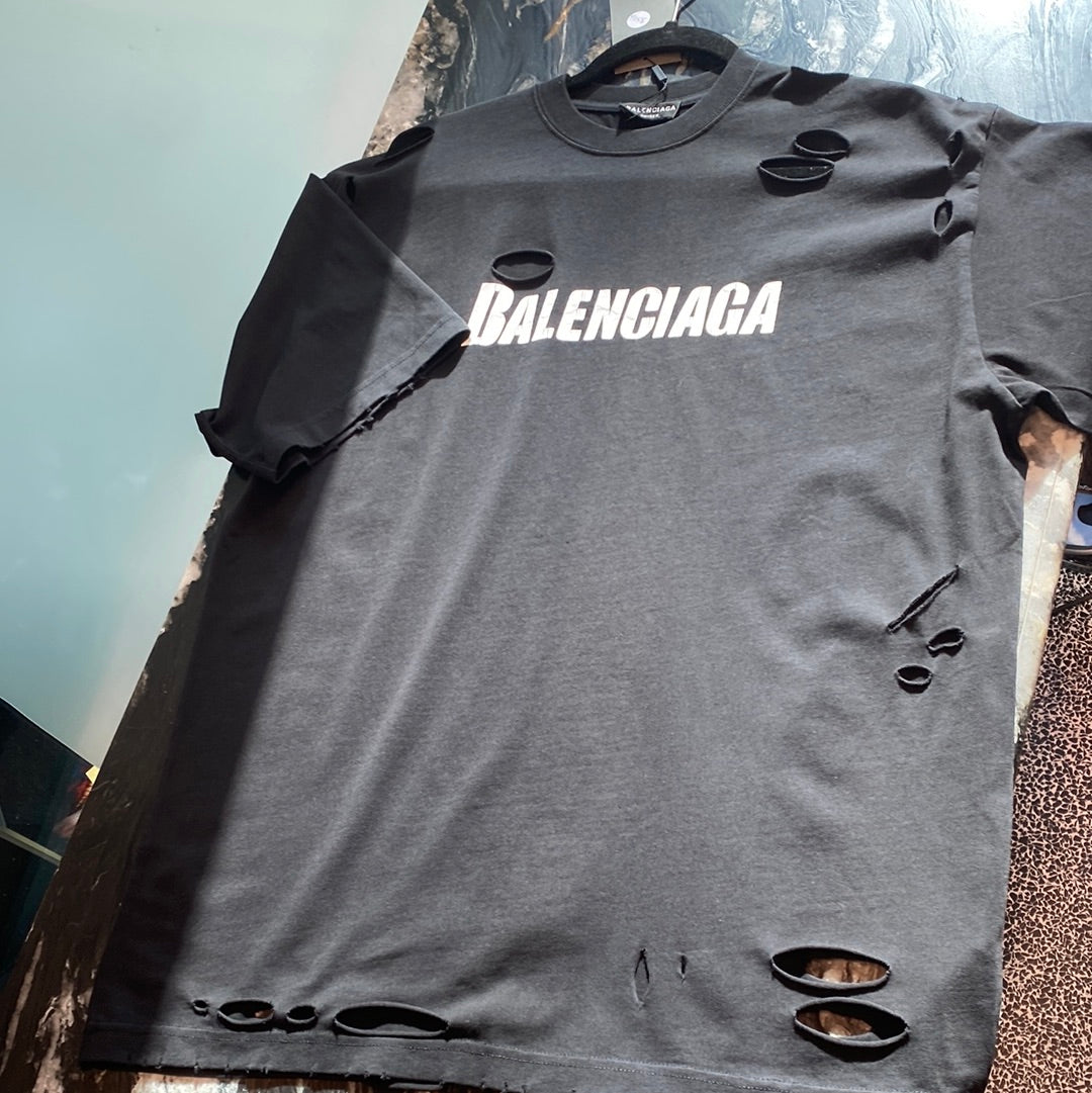 Balenciaga Caps Destroyed Flatground T-Shirt